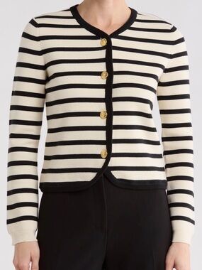 rag & bone Striped Button Cardigan